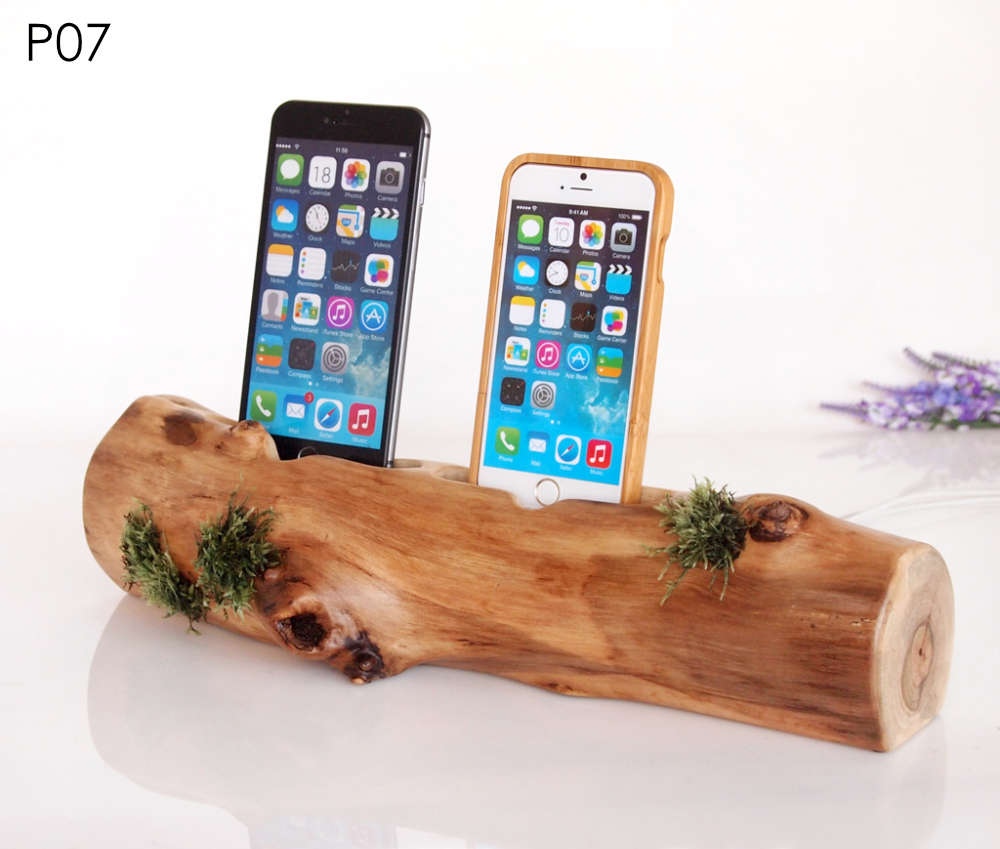 handmade rustic eco docking station for iPhone or android