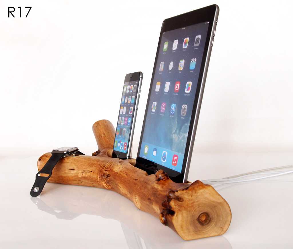 organize cables with handmade rustic dock