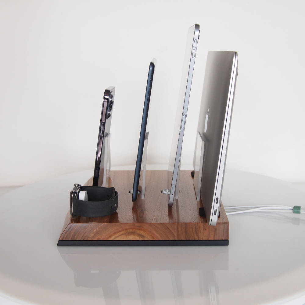 handmade walnut apple charging station