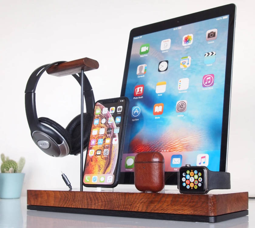 charging station for headphones, ipad, iphone, earbuds and apple watch